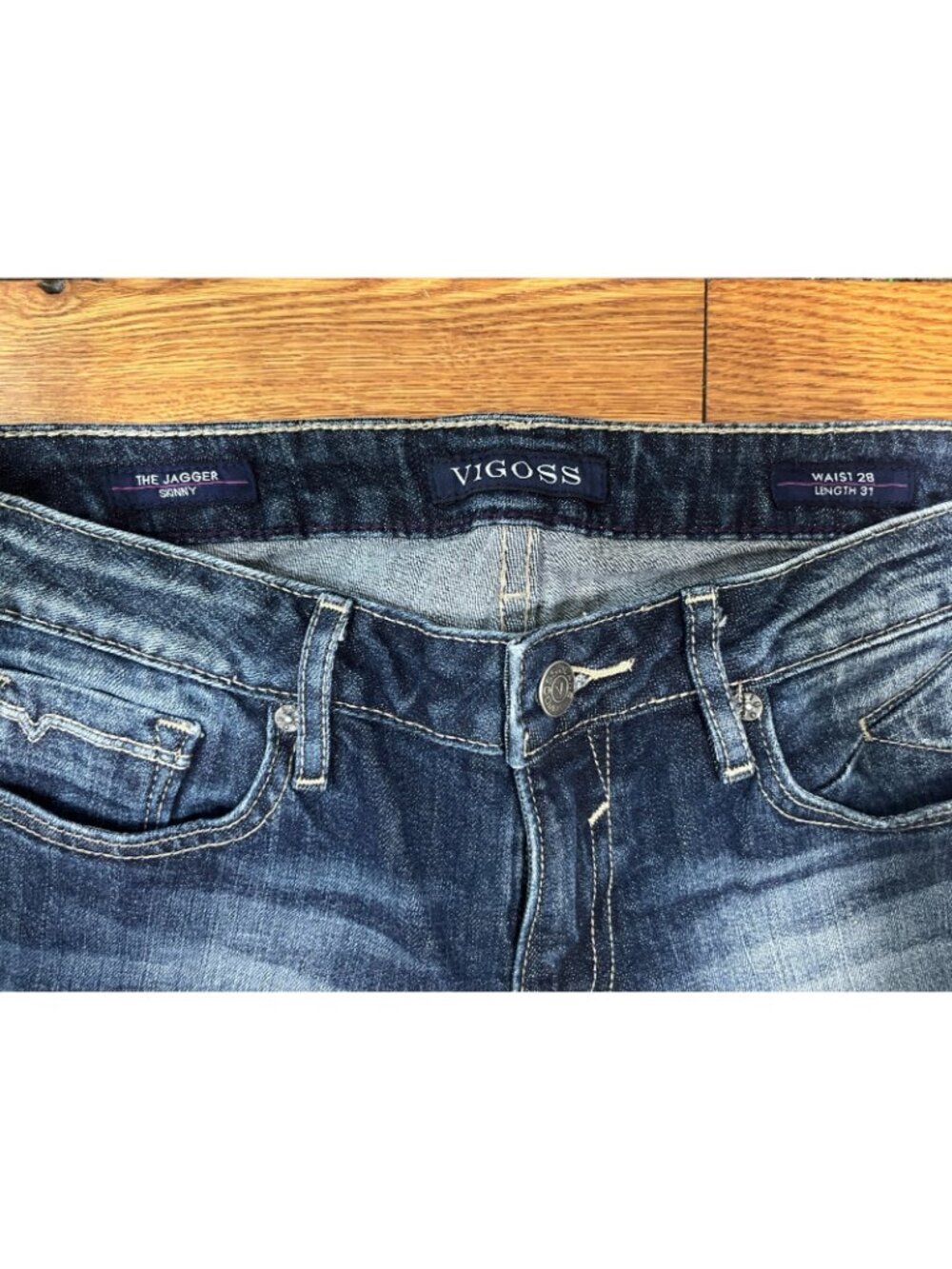 Vigoss The Jagger Skinny Jeans Women's Size 28 Dark Wash Blue Distressed Denim - Picture 2 of 4